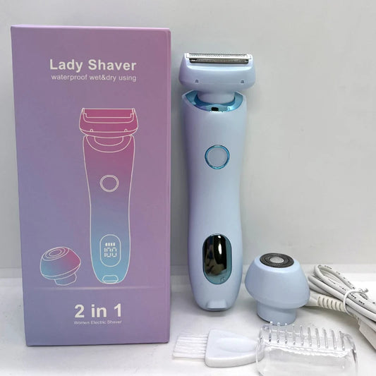 2 in 1 Electric Razors for Women Bikini Trimmer Face Shavers Hair Removal for Underarms Legs Ladies Body Trimmer IPX7 Waterproof