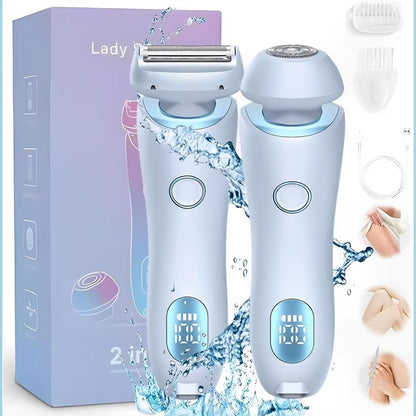 2 in 1 Electric Razors for Women Bikini Trimmer Face Shavers Hair Removal for Underarms Legs Ladies Body Trimmer IPX7 Waterproof